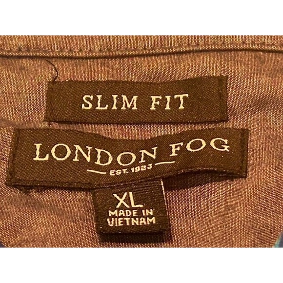 London Fog Mens Gingham Check Slim Fit Short Sleeve Button Down Shirt - Size XL - Picture 5 of 10